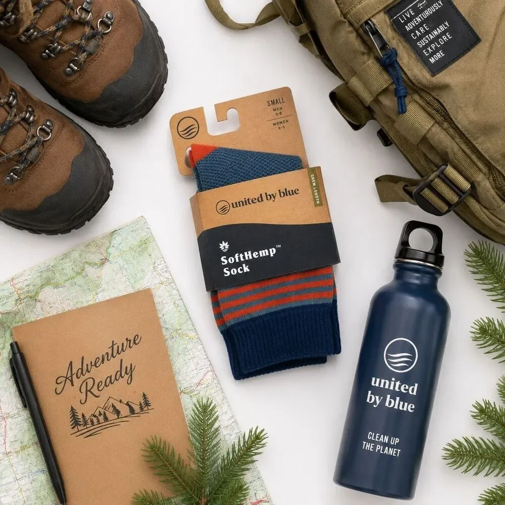 United By Blue SoftHemp Crew Socks NWT Eco Hiking Travel Outdoor Small Green